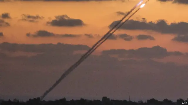 Cohetes desde Gaza hacia Israel