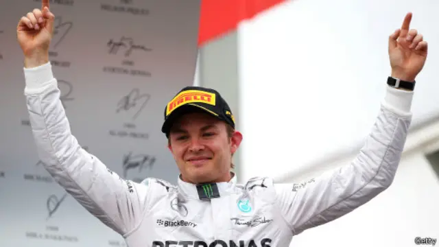 روزبرغ يحتفل بفوزه بسباق ألمانيا في حلبة هوكنهايم.