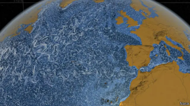Visualización de la Nasa de corrientes marinas