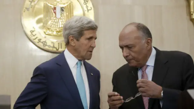 وزيرا الخارجية المصري والأمريكي عقدا في القاهرة مؤتمرا صحفيا معا.