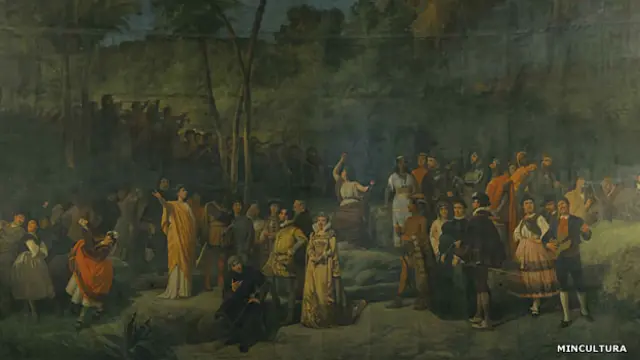 Detalle del telón de boca del Teatro Colón de Bogotá