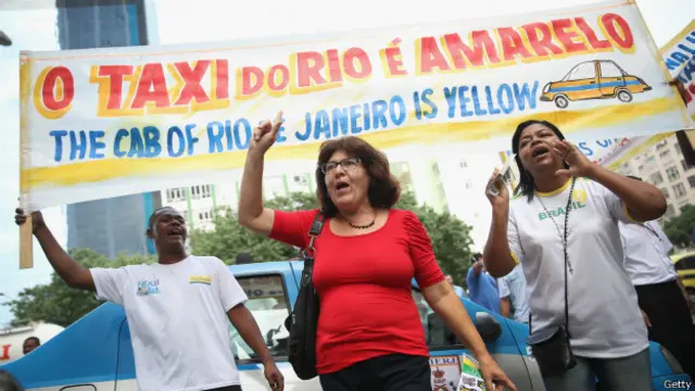 Protesto contra o Uber no Rio (Getty)