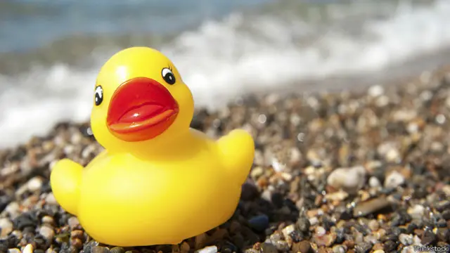 Резиновый утенок на берегу
