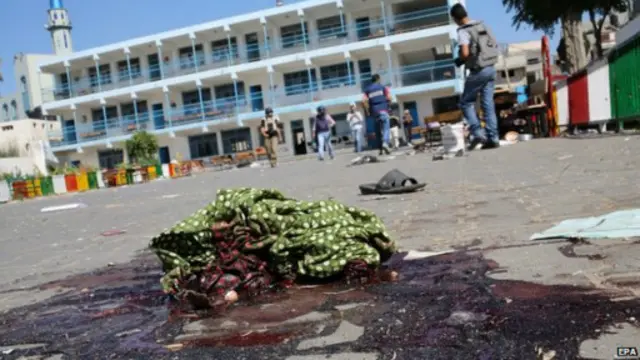 Genangan darah di halaman sekolah PBB