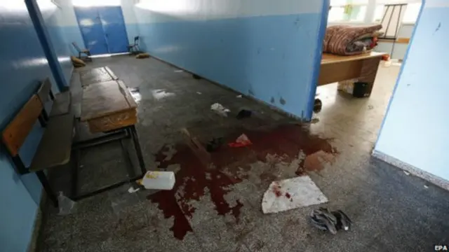 ceceran darah di dalam sekolah PBB di Gaza