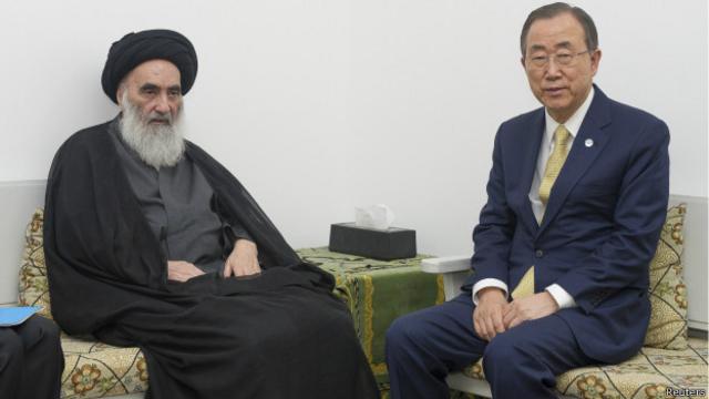 التقى الأمين العام للأمم المتحدة بالمرجع الديني الشيعي علي السيستاني في مدينة النجف. 