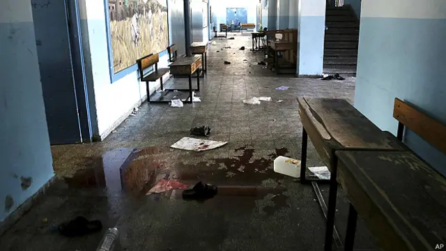 ग़ज़ा के स्कूल पर हुए हमले के बाद का दृश्य