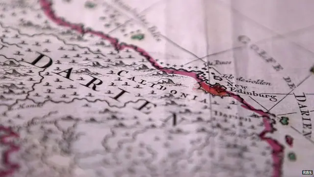 Un viejo mapa con la ubicación de la fallida colonia escocesa.