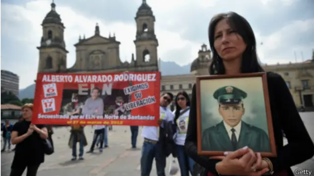 Protestas en Bogotá en 2012 por los secuestrados por la guerrilla.