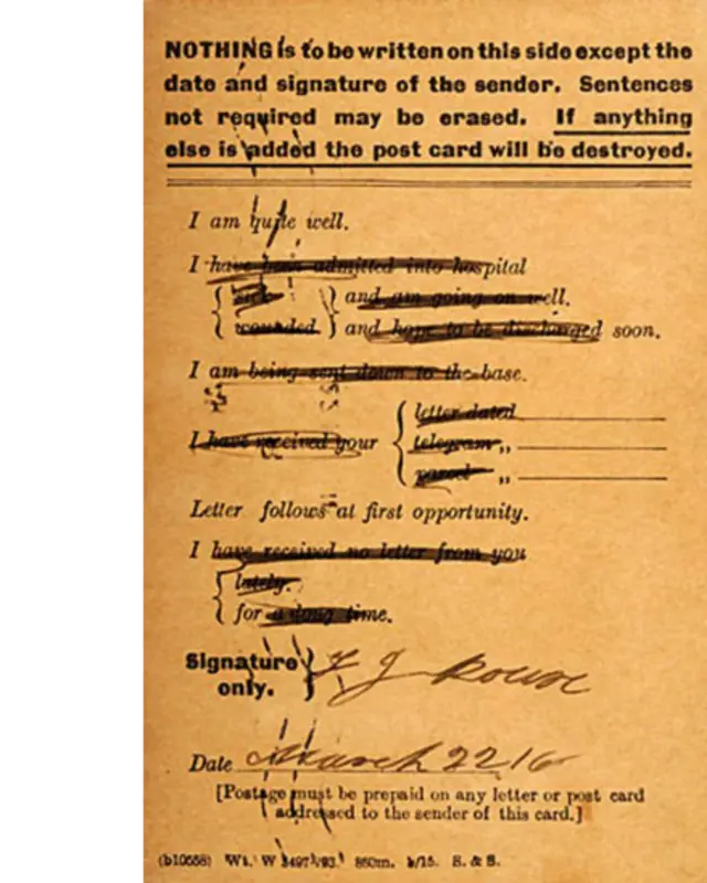 از تاریخی به بعد، نامه های سربازان بریتانیایی هم سانسور می شد