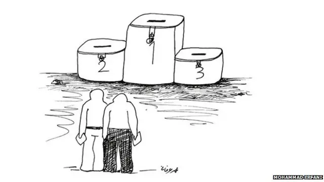 د ښاغلي عرفاني ځینې هنري کارونه د ولسمشر کرزي د ځای ناستي د ټاکېدلو په اړه اوسنی حالت انځوروي