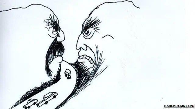 دا انځور د افغانستان په شمال چې جنګسالاران په کې ډیر واک لري د یوې لویې لارې پر سر سیال زورواکي ښیي. 