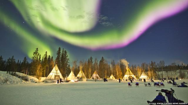 La Aldea de la Aurora en Yellowknife, Canadá. O Chul Kwon/Caters News Agency