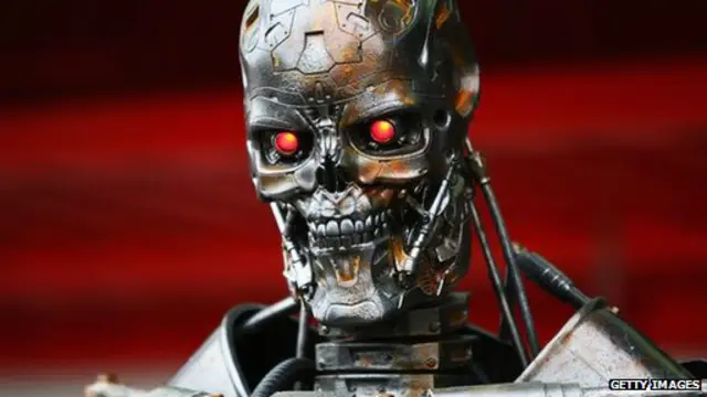 Robot ini diharapkan dengan sosok robot dalam film Terminator.