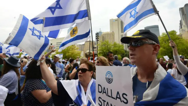 مؤيديون لإسرائيل خرجوا في ولاية دلاس الأمريكية.