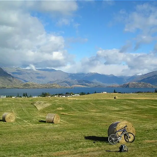 جان بونیل کی تصویر، جس کا عنوان ہے: ’نیوزی لینڈ کے وانکا علاقے میں ماؤنٹین بائکنگ۔‘