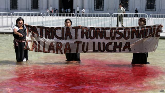 Protesta a favor de Patricia Troncoso en 2008