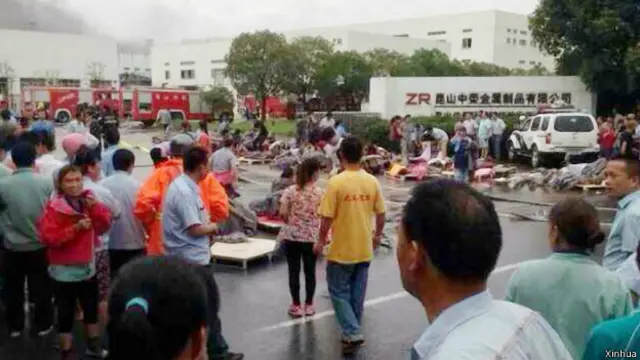 8月2日上午7時37分許,江蘇省昆山市開發區中榮金屬製品有限公司汽車輪轂拋光車間在生產過程中發生爆炸(02/08/2014)