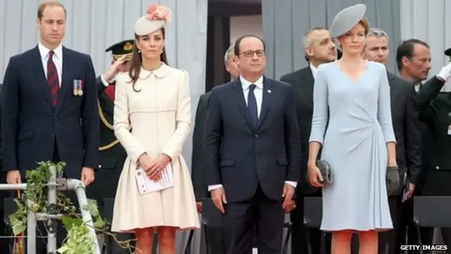 威廉王子、凱特、法國總統奧朗德和比利時王后馬蒂爾德在比利時列日參加紀念活動。