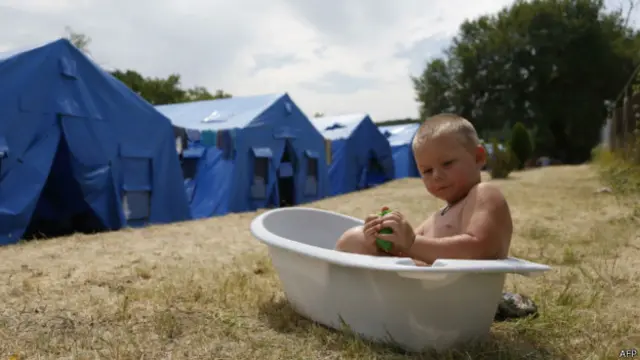 Мальчик в лагере для украинских беженцев под Симферополем