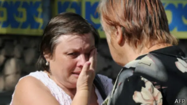 Жительницы Донецка перед отъездом в Россию