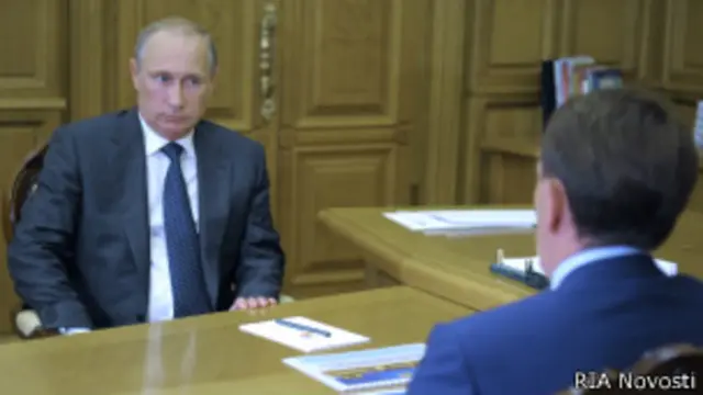 Президент Владимир Путин и губернатор Воронежской области Алексей Гордеев (5 августа 2014 г.)