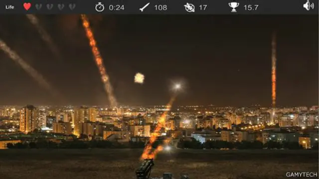 يسعى اللاعبون في لعبة القبة الحديدية إلى صد "هجمات صاروخية من قطاع غزة"