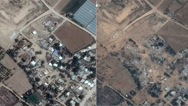 La Franja de Gaza antes y después de los ataques israelíes