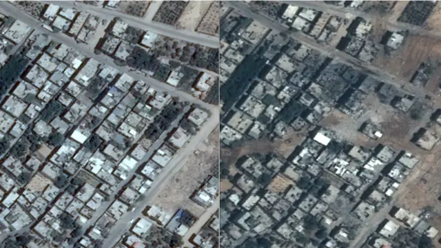 Gaza antes y después del ataque israelí