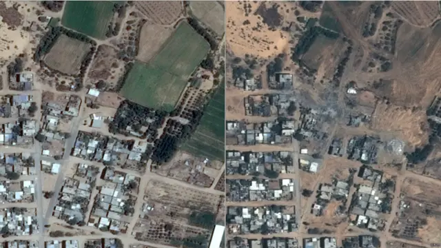 Franja de Gaza antes y después de los ataques israelíes
