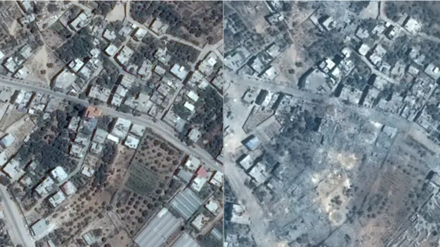 La ciudad de Gaza antes y después del ataque israelí 