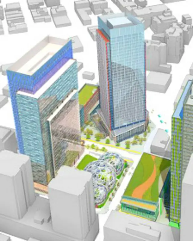 Ilustración de la nueva sede de Amazon