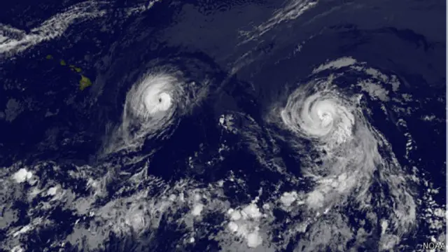 Badai Iselle (kiri) dan badai Julio (kanan) mengancam Hawai