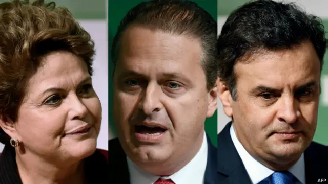 Dilma Rousseff, Eduardo Campos e Aécio Neves (foto: AFP)