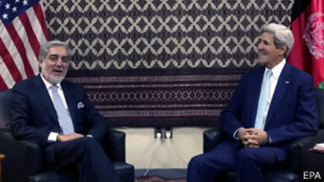 ساعاتی بعد از آقای کری با آقای عبدالله نامزد معترض انتخابات دید