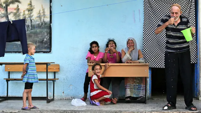 ग़ज़ा, संयुक्त राष्ट्र का स्कूल, शरणार्थी परिवार