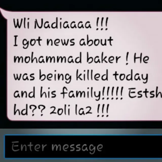 "از محمد خبر گرفتم. امروز او و خانواده‌اش در بمباران کشته شدند!!!!"
"او فقط ده سال داشت، به پدرش در فروش چای و قهوه کمک می‌کرد. امروز کشته شد. هیچ کار بدی نکرده بود که چنین سرنوشتی داشته باشد"
