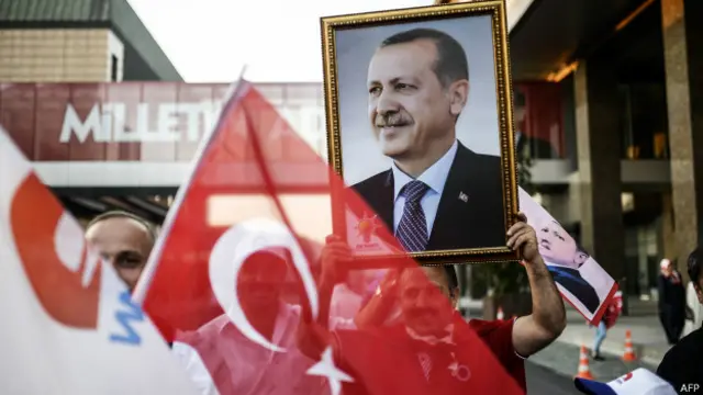 Simpatizantes de Erdogan celebran
