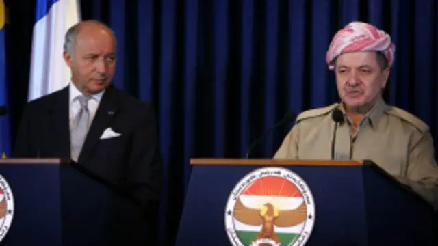 بارزانی در نشست خبری مشترک با وزیر خارجه فرانسه گفت گروه 'دولت اسلامی'، یک 'دولت تروریستی' است