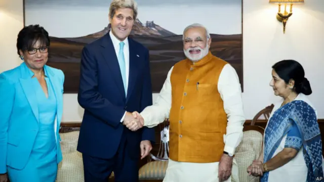 नरेंद्र मोदी, सुषमा स्वराज, जॉन केरी, पेनी 