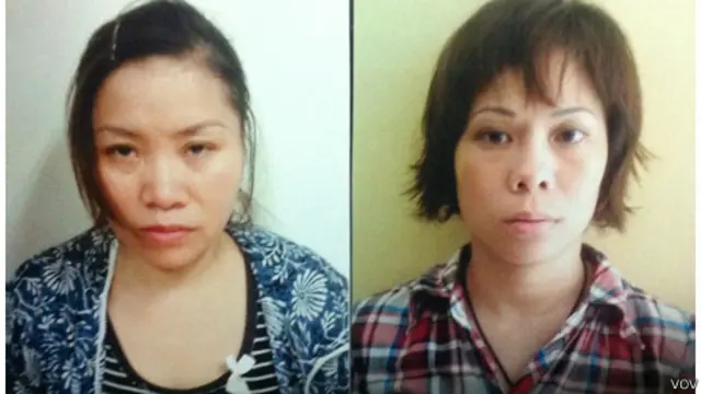 Hai bị cáo Nguyễn Thị Thanh Trang (phải) và Phạm Thị Nguyệt (trái)