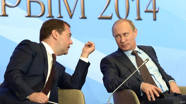 Путин и Медведев на встрече в Крыму