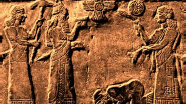 «خاکبوسی» در پیش پای شلمانصر سوّم، پادشاه آشوری (824–859 پیش از میلاد)، یکی از عادتهای پلید نظامهای باستانی که هنوز هم در میان بعضی از جامعه ها کاملاً ترک نشده است