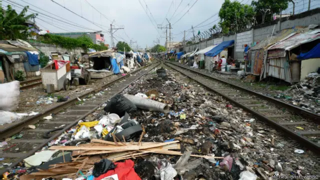 Khu ổ chuột bên đường tàu Tanah Tinggi ở thủ đô Jakarta