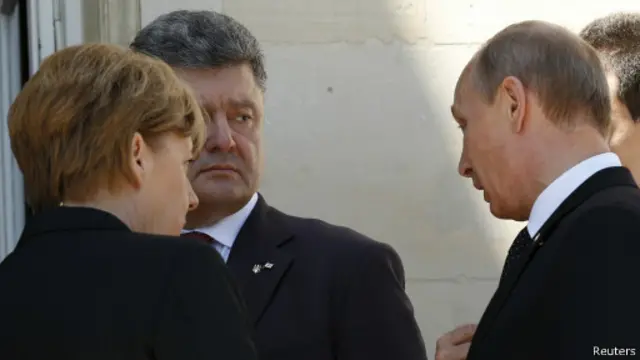 Ангела Меркель, Петр Порошенко, Владимир Путин