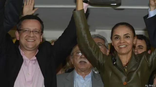 Marina Silva com Beto Albuquerque, nesta quarta-feira (Ag Brasil)