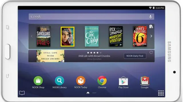 يحمل الحاسوب اللوحي الجديد شعار سامسونغ، لكنه يضم تطبيقات الجديد من بارنز آند نوبل