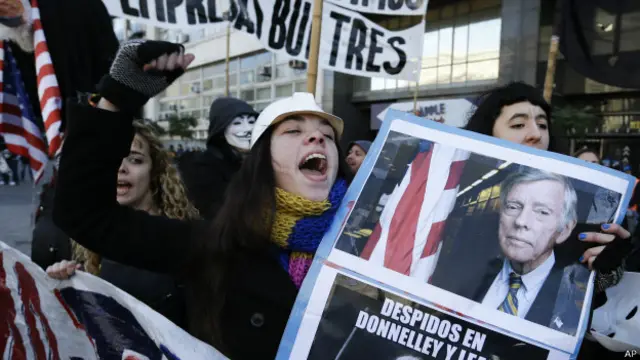 Protesta contra los "fondos buitre" en Argentina.