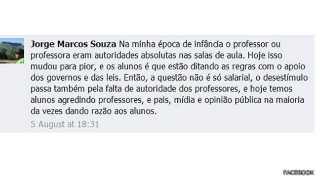 Em comentário enviado via Facebook, Jorge Marcos Souza foi um dos internautas que destacou o problema