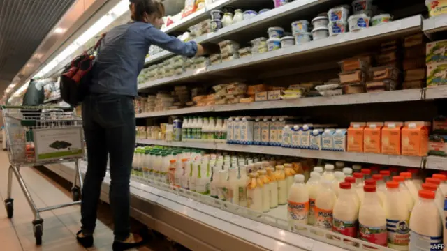 прилавок с молочной продукцией